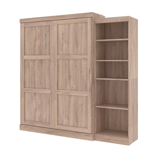 Pur Queen Murphy Bed with Storage Unit (90W) in rustic brown